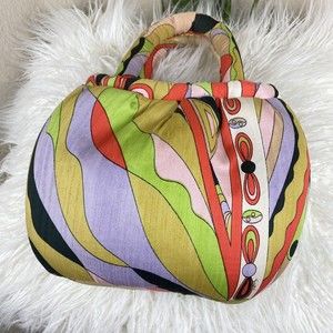 Vintage 60's Emilio Pucci by Jana silk double handled purse classic multi-color